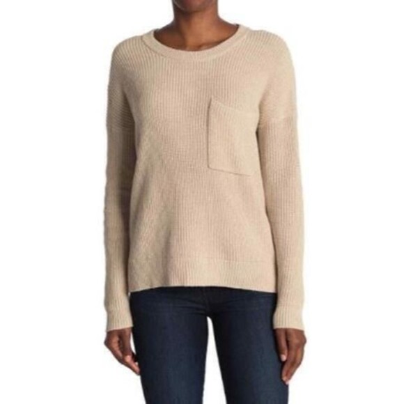 Madewell Sweaters - Madewell AA782 Oatmeal Cotton Knit Boxy Thompson Pocket Pullover Sweater Sz S